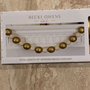 Becki Owens 45” Wooden Beads Christmas Garland NEW